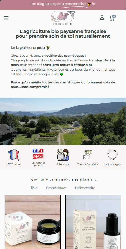 Aperçu Site Boutique Coeur Nature - Ingenious Tech