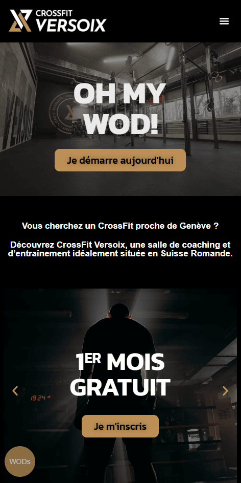Aperçu Site CrossFit Versoix - Ingenious Tech