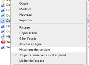 Ingenious Tech - OneDrive Historique des versions