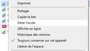 Ingenious Tech - OneDrive Menu Gérer l accès