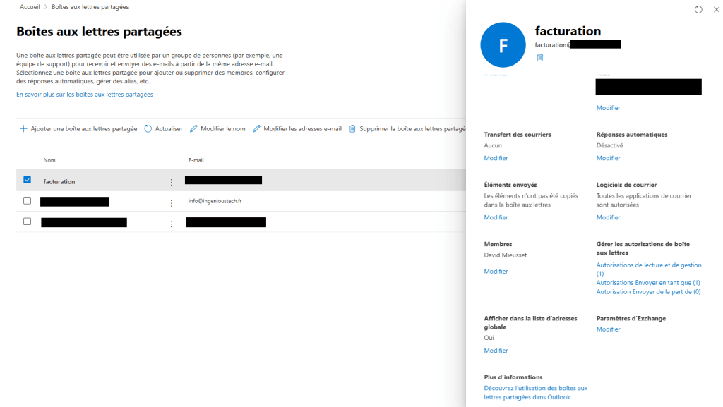 Ingenious Tech - Outlook Gestion Boîte aux lettres partagée