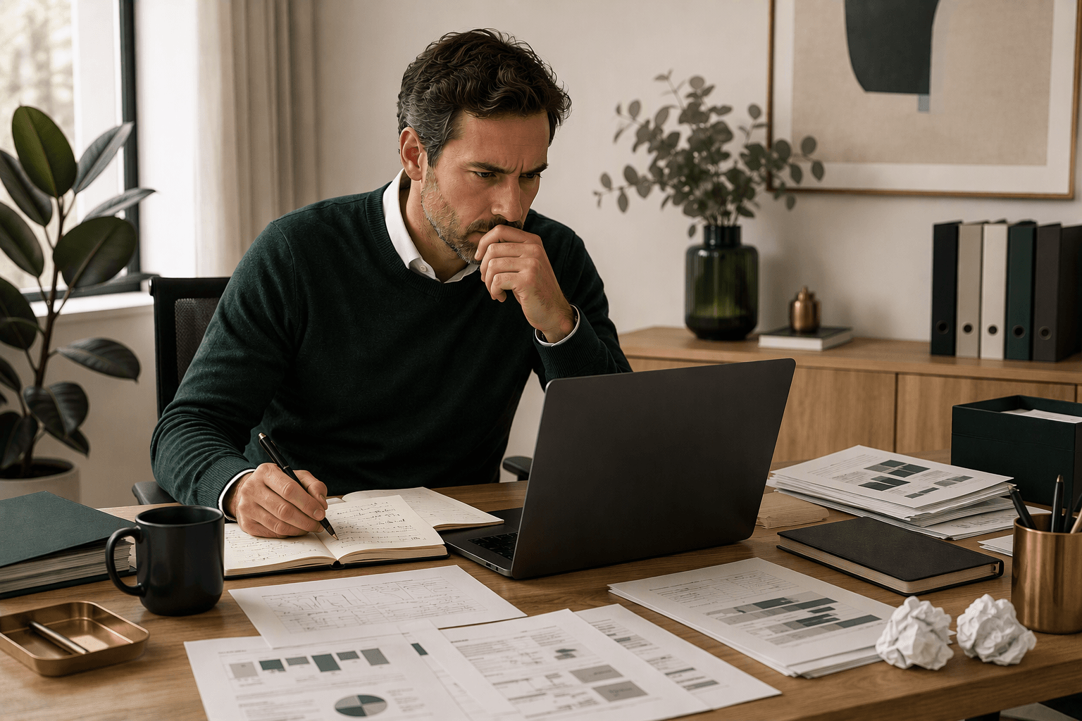 Professionnel analysant les résultats obtenus avec Copilot afin d'améliorer ses demandes et ses méthodes de travail