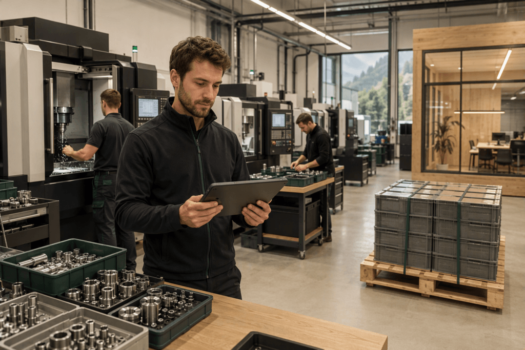 Responsable de production utilisant Dolibarr pour suivre la fabrication et les stocks dans un atelier de décolletage