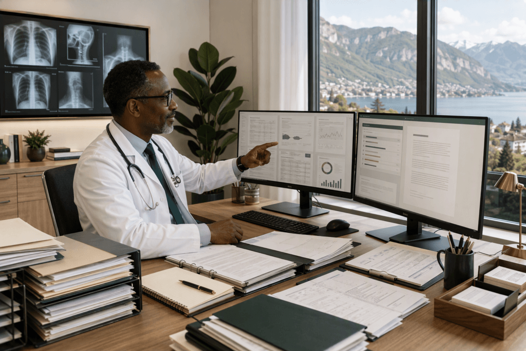 Professionnel utilisant Microsoft Copilot pour analyser des informations et produire des documents plus rapidement