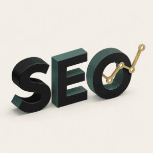 Illustration SEO représentant le référencement naturel et la progression de visibilité dans les moteurs de recherche.